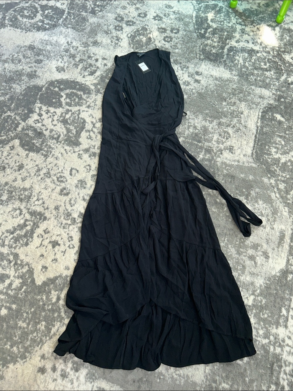 City Chic Black Maxi Wrap Dress with Waist Tie